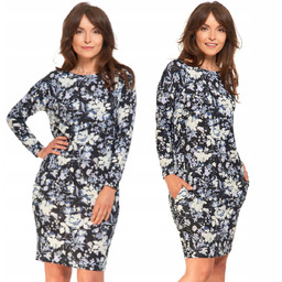 SUKIENKA DAMSKA OŁÓWKOWA Z KIESZENIAMI I LUŹNA GÓRA