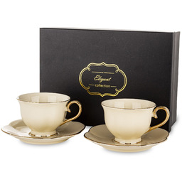 Filiżanka filiżanki porcelana beżowo złote kpl. 2 szt