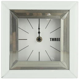 Zegar kominkowy szklany biały lustrzany 18x18