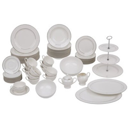 AMBITION Serwis obiadowy porcelanowy Aura Silver 12 osób