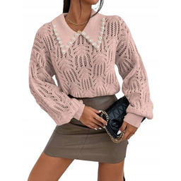 SHEIN DZIANINOWY RÓŻOWY SWETER DAMSKI 38 ŁOK
