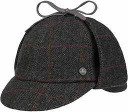 Czapka Deerstalker Check by Lierys, czarno-szary