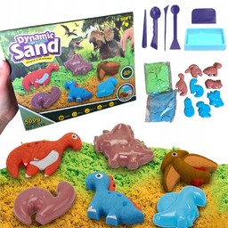 Piasek kinetyczny zestaw foremki do piasku dinozaury 500g