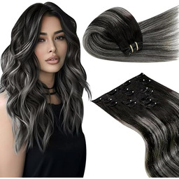 LaaVoo Dopinki do przedłużania włosów z klipsem, czarne,