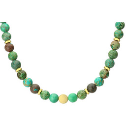 Zielony jaspis męski naszyjnik z pozłacaną stalą szlachetną