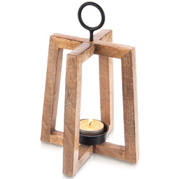 Świecznik drewniany wiszący MANGO 18x18x27,5 cm