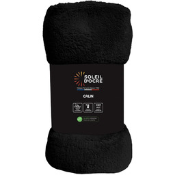 Soleil d''ocre, koc flanelowy 180x220 cm Calin czarny