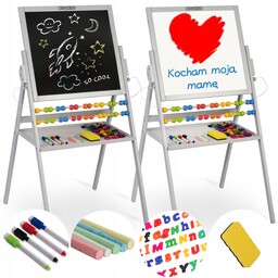 Tablica Magnetyczna Drewniana Kredowa Obrotowa 4W1 Ricokids Akcesoria
