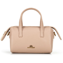Damski kuferek ze skóry mały beżowy