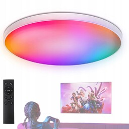 Plafon Okrągły Lampa Sufitowa Led Rgb 24W Biały