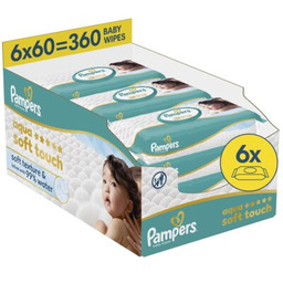 PAMPERS Chusteczki nawilżane Aqua Soft Touch (360 szt.)