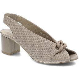 Karino Beżowe Sandały Eleganckie Buty Damskie Na Obcasie