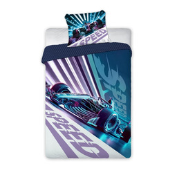 Faro Pościel bawełniana 160x200 Bolid 030 biała niebieska