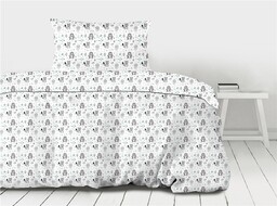 Greno Pościel bawełniana 140x200 Animals zwierzęta biała szara