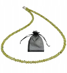 Naszyjnik Naturalny Peridot Oiwin faset kulki 3mm Srebrna