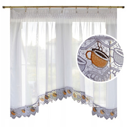 Woal z gipiurą Kawa firana do kuchni 300x100