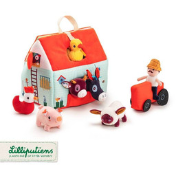 Rozkładany domek manipulacyjny Farma z 6 zwierzątkami rolnikiem