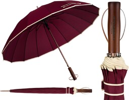 Duży elegancki bordowy parasol rządowy PETERSON długa parasolka