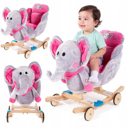 Bujak konik na biegunach Jeździk 2w1 pluszowy słonik