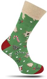 Skarpetki Świąteczne, Zielone, Merry Christmas, Choinki, Gwiazdki, Rózgi