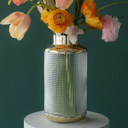 WAZON LA Noble okrągły, szklany, transaprentno-złoty, wyjątkowa faktura,