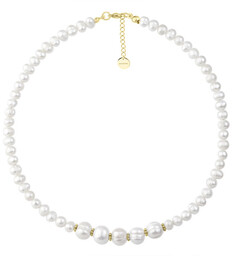 Perłowy gładki pozłacany choker elegancki naszyjnik z perłami