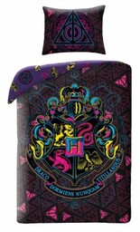 Pościel bawełniana 140x200 Harry Potter fioletowa dziecięca