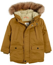 Cool Club Kurtka parka zimowa z kapturem musztardowa