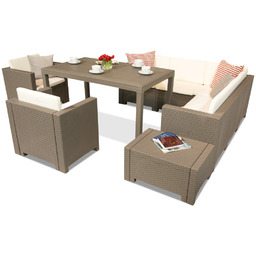 Komplet mebli technorattanowych w kolorze cappuccino Colorado Comida