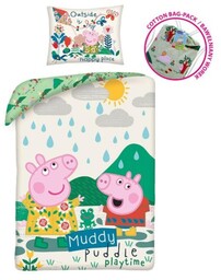 Pościel bawełniana 140x200 Świnka Peppa na plaży +