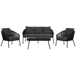 Zestaw mebli ogrodowych metalowych stół, sofa oraz fotele