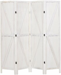 Beliani Parawan składany 4 panele drewniany biały