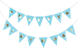 Baner flagi błękitny z napisem Happy Birthday -