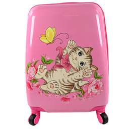Walizka Dziecięca Różowa Dla Dziewczynki Kot Bagaż Podręczny