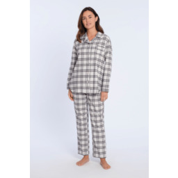 Flanelowa piżama damska BLANCA Kremowy / Czarny