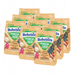 BoboVita Porcja 7Zbóż Kaszka bezml jagoda,jeżyna,jabłko, Zestaw 9x170g