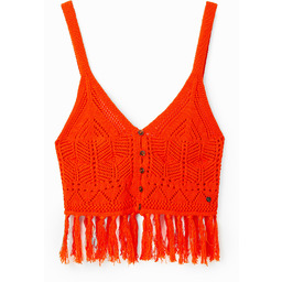 Desigual Krótki szydełkowy top