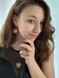 Pierścionek srebrny - Kwiat z liści