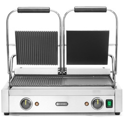 Hendi Grill kontaktowy podwójny żeliwny, płyta 1/2 gładka