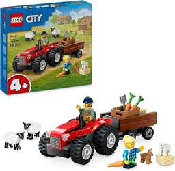 LEGO City Czerwony Traktor z Przyczepą i Owcą,