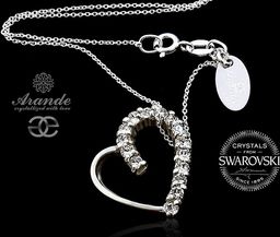 Naszyjnik Kryształy Duże Serce Crystal Heart Srebro