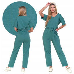 KOMBINEZON DŁUGI DAMSKI BAWEŁNIANY LUŹNY KOBIECY PODKREŚLONA TALIA