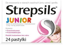 Strepsils Junior lek o smaku truskawkowym na stany