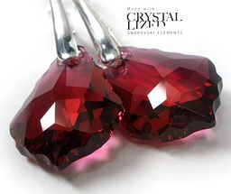 Kryształy Piękne Kolczyki Srebro Ruby