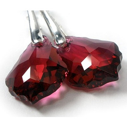 Kryształy Piękne Kolczyki Srebro Ruby