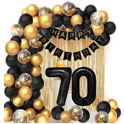 Girlanda balonowa złoto czarna ścianka na 70 Urodziny