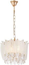 NOWOCZESNY ŻYRANDOL KRYSZTAŁOWY BIAŁO-ZŁOTY CAVALINI D30 LUMINA DECO