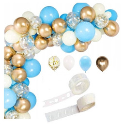 Girlanda balonowa błękitno złota Gotowy zestaw Dekoracji