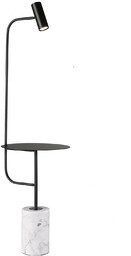 Lampa podłogowa ze stolikiem VINCENT czarna 146 cm