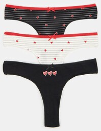 Sinsay - Majtki stringi 3 pack - Wielobarwny